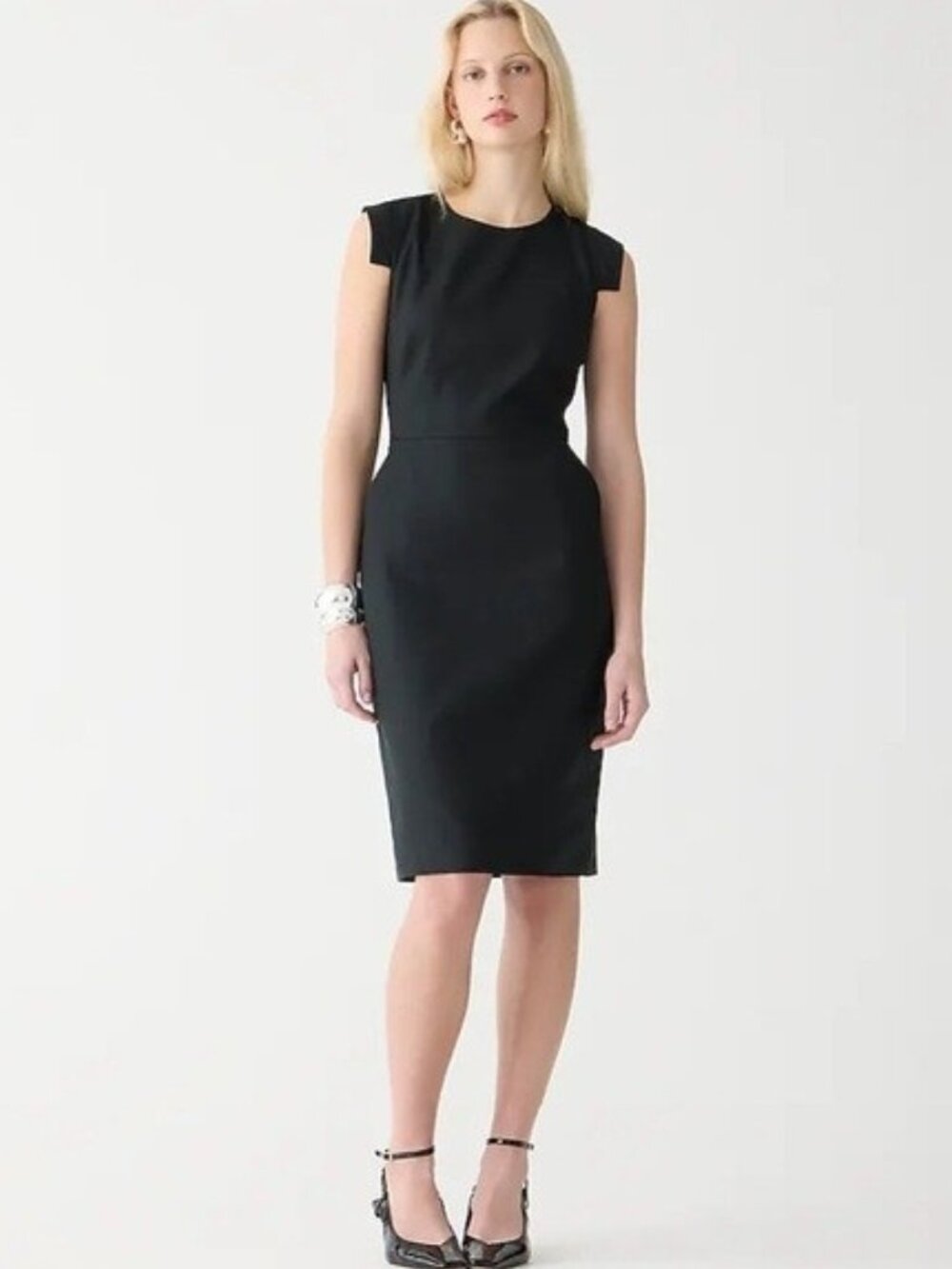 NWT J.Crew Resume Sheath in Black Italian Stretch Wool Dress 18 $228